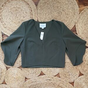 Olive V-Neck Blouse